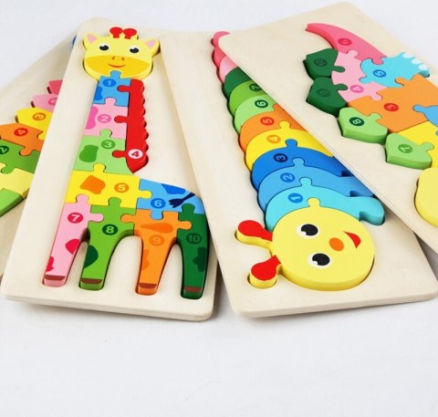 EDUKACYJNE DREWNIANE KLOCKI PUZZLE UKŁADANKA 8765K