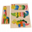EDUKACYJNE DREWNIANE KLOCKI PUZZLE UKŁADANKA 8765Ż