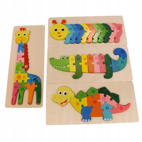 EDUKACYJNE DREWNIANE KLOCKI PUZZLE UKŁADANKA 8765Ż