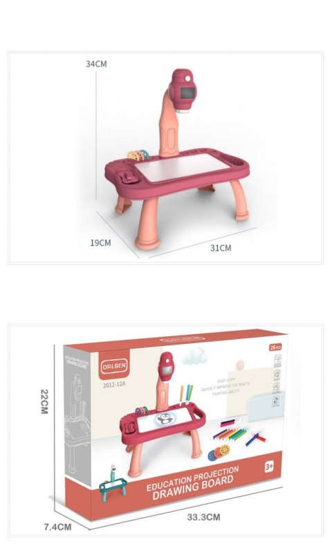 Projektor do rysowania stolik mazaki różowy 12AR