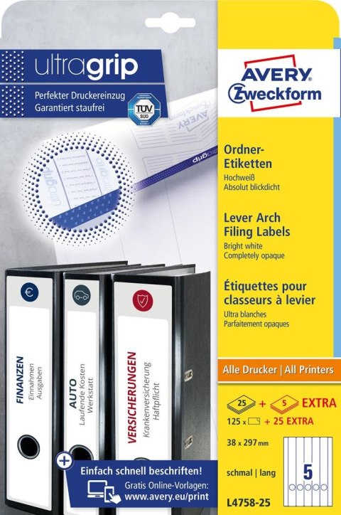 Etykiety na segregatory L4758-25 38 x 297 30ark Avery Zweckform (X)