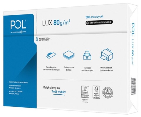 Papier xero A4 POLLUX 80g klasa białości B 161