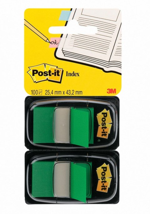 Zakładki indeksujące POST-IT_ (680-G2EU), PP, 25,4x43,2mm, 2x50 kart., zielone