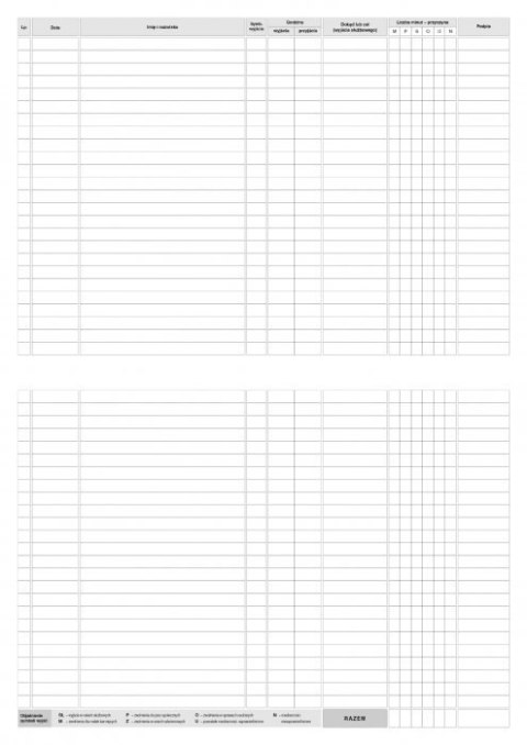 Ewidencja wyjść A4, 32 strony offset, 10-574-1 DOTTS