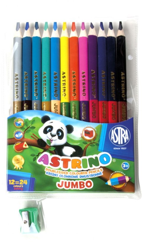 Kredki Astrino dwustronne jumbo 12=24 kolory ASTRA, 312116003