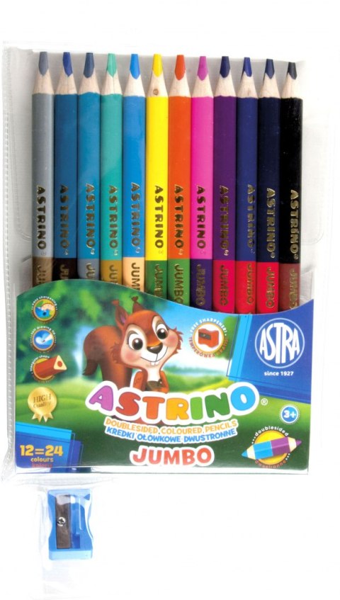 Kredki Astrino dwustronne jumbo 12=24 kolory ASTRA, 312116003