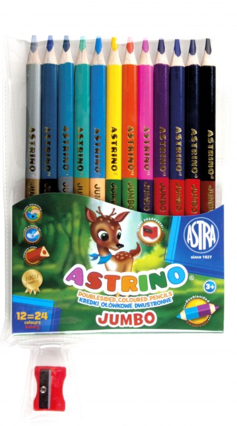 Kredki Astrino dwustronne jumbo 12=24 kolory ASTRA, 312116003
