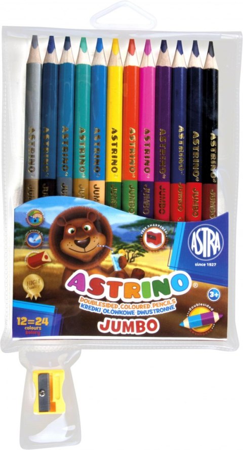 Kredki Astrino dwustronne jumbo 12=24 kolory ASTRA, 312116003