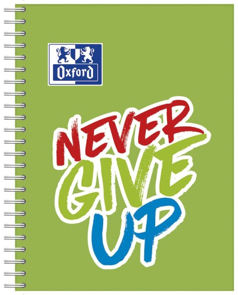 Kołonotatnik A4 80 kartek, kratka z marginesem, NEVER GIVE UP, OXFORD, 400115106