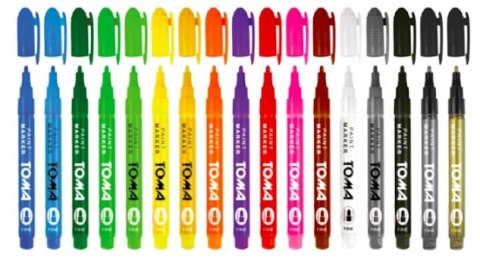 Marker olejowy,cienka fibrowa końcówka 1,5mm, żółty TO-441 Toma