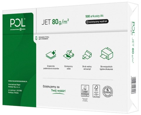 Papier xero A4 POLJET 80g klasa białości A 166