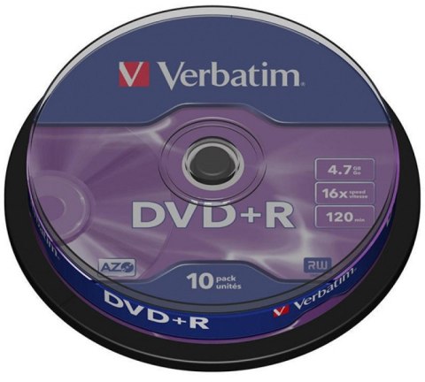 Płyta DVD+R VERBATIM CAKE (10) 4.7GB x16 Matt Silver 43498