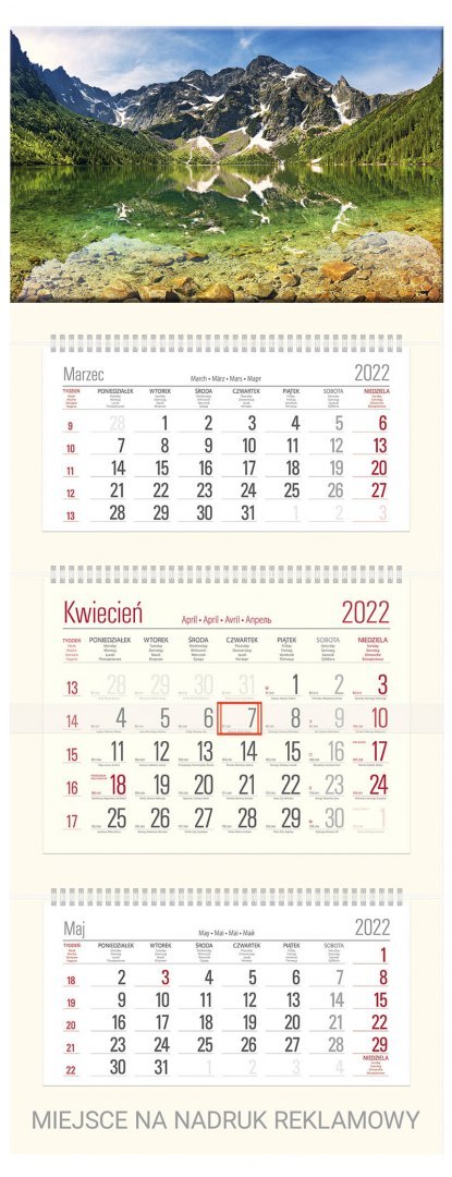 Kalendarz Trójdzielny z główką (T01) POTOK- krem 2024 TELEGRAPH