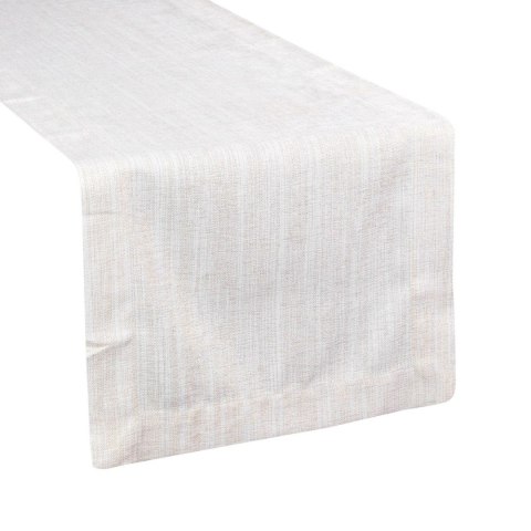 BIEŻNIK EUROFIRANY ZE ZŁOTĄ NICIĄ I KANTĄ ZOJA 40X200 BIAŁY