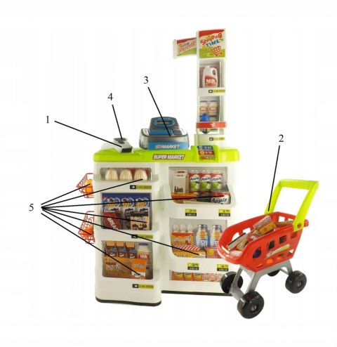 SUPERMARKET SKLEP WÓZEK NA ZAKUPY KASA WAGA 668-03Z