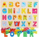 Układanka drewniana sorter klocki litery 1005