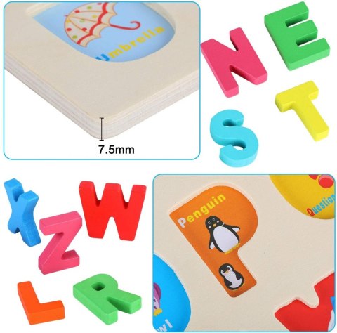 Układanka drewniana sorter klocki litery 1005