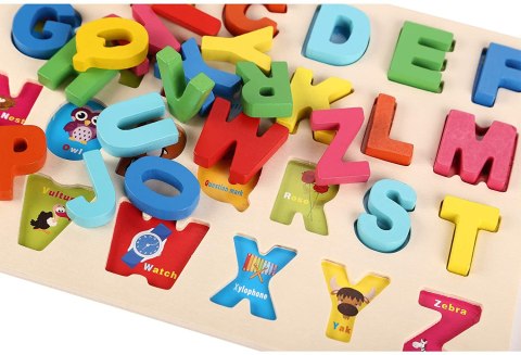 Układanka drewniana sorter klocki litery 1005