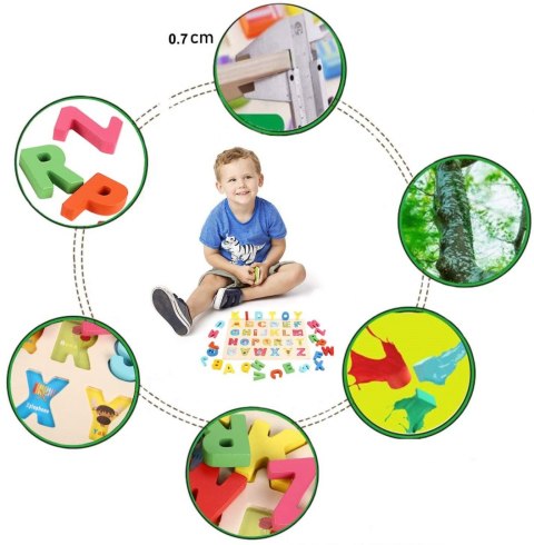 Układanka drewniana sorter klocki litery 1005