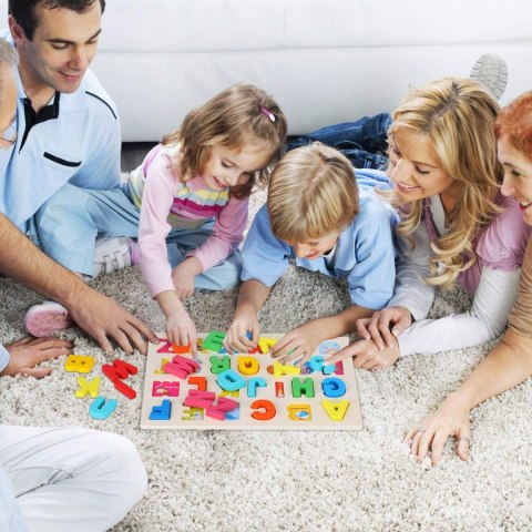 Układanka drewniana sorter klocki litery 1005