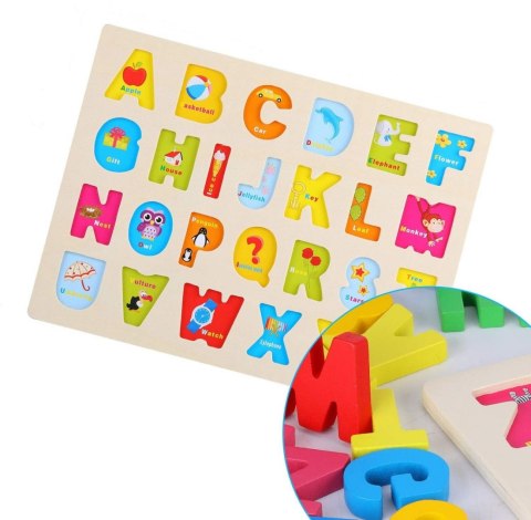 Układanka drewniana sorter klocki litery 1005