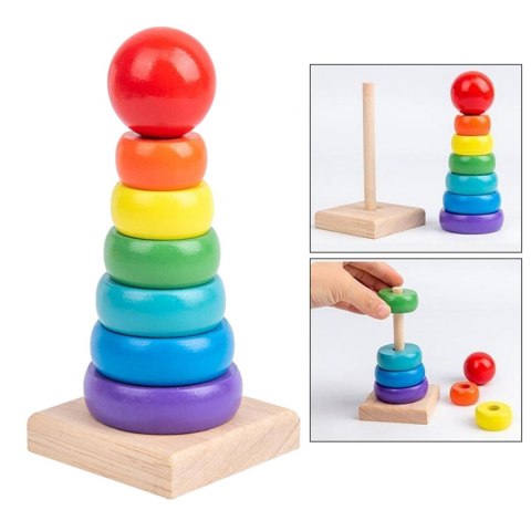 Sorter drewniany tęczowa wieża piramida kolor SC-2