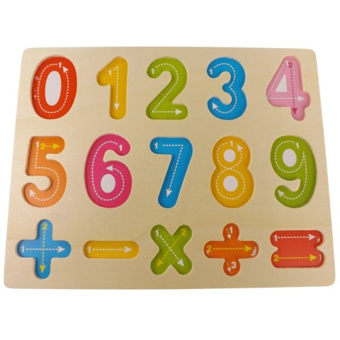 Układanka drewniana sorter klocki cyfry kolor 1003