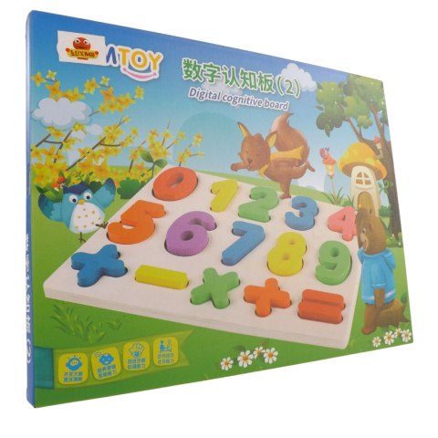 Układanka drewniana sorter klocki cyfry kolor 1003