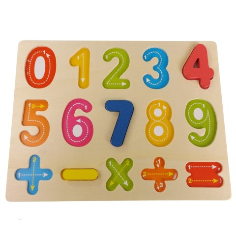 Układanka drewniana sorter klocki cyfry kolor 1003