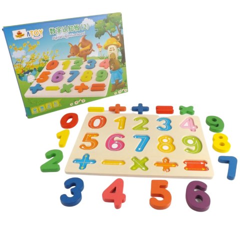 Układanka drewniana sorter klocki cyfry kolor 1003