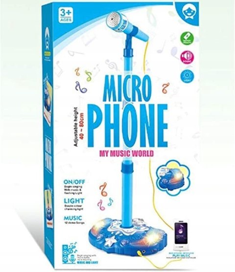 MIKROFON ZE STATYWEM DLA DZIECI ŚWIATŁA 8803-LN