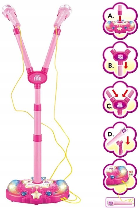 PODWÓJNY MIKROFON ZE STATYWEM ŚWIATŁA 8801-HR