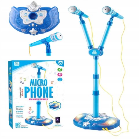 PODWÓJNY MIKROFON ZE STATYWEM ŚWIATŁA 8801-LN