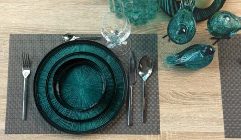 SZKLANA PATERA DEKORACYJNA KERI (03) (FI) 28X10 CM TURKUSOWY