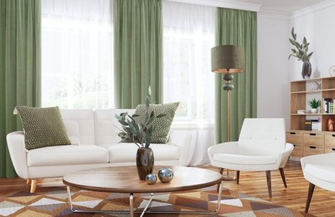 ZASŁONA GOTOWA EUROFIRANY 1SZT. KRISTI NA TAŚMIE 140X270 CM ZIELONY