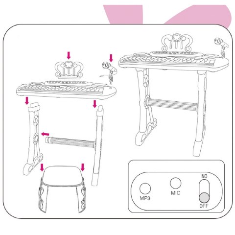 Keyboard dla dzieci organy mikrofon pianino 883BR