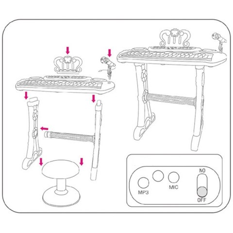 KEYBOARD DLA DZIECI ORGANY MIKROFON PIANINO 883FN