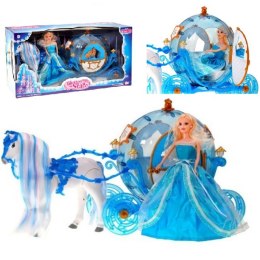 Duża kareta z lalką i chodzącym koniem - światła, dźwięki - idealna zabawka dla dzieci