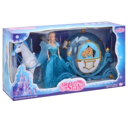 Duża kareta z lalką i chodzącym koniem - światła, dźwięki - idealna zabawka dla dzieci