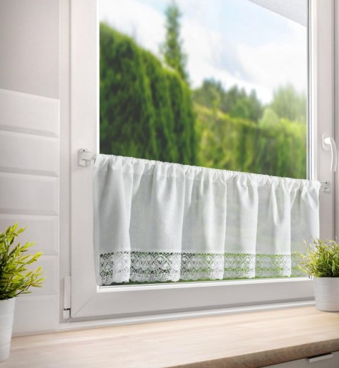 FIRANA FIRANKA GOTOWA EUROFIRANY ROSE NA TAŚMIE 150X30 CM BIAŁY