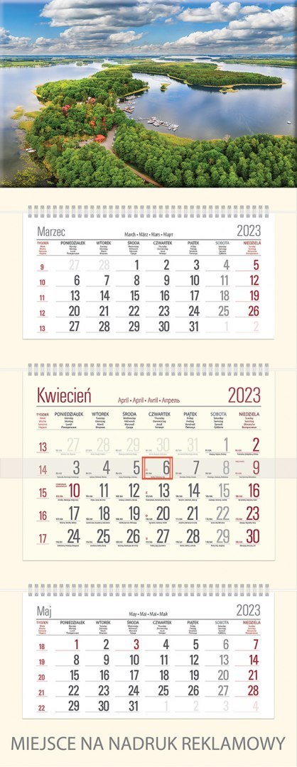 Kalendarz Trójdzielny z główką (T09) PARK - krem 2025 TELEGRAPH