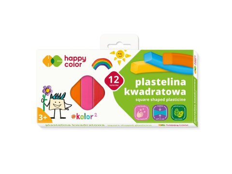 Plastelina szkolna kwadratowa, 12 kolorów, Happy Color HA 2114 K12