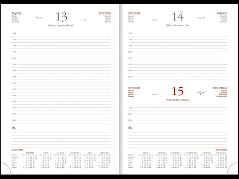 Kalendarz Vivella B5 Dzienny 216 B5DB granat 2025 WOKÓŁ NAS