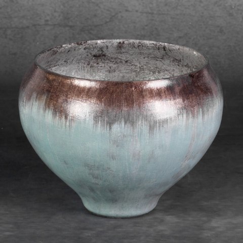 SZKLANA MISA MISKA DEKORACYJNA PATERA EUROFIRNY ABRIL (02) (FI) 23X18 CM TURKUSOWY