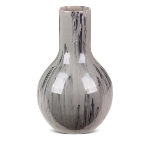 SZKLANY WAZON DEKORACYJNY EUROFIRANY CALEN (02) (FI) 24 X40 CM POPIELATY