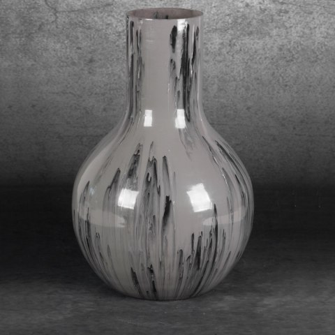 SZKLANY WAZON DEKORACYJNY EUROFIRANY CALEN (02) (FI) 24 X40 CM POPIELATY