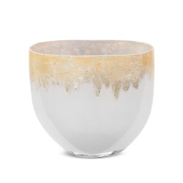 SZKLANY WAZON DEKORACYJNY EUROFIRANY IRIS (01) 21X11X19 CM SREBRNY