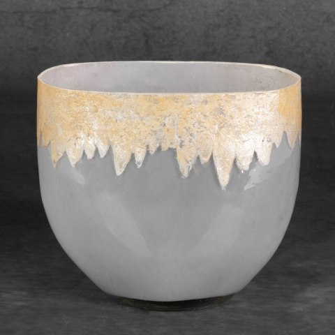 SZKLANY WAZON DEKORACYJNY EUROFIRANY IRIS (01) 21X11X19 CM SREBRNY