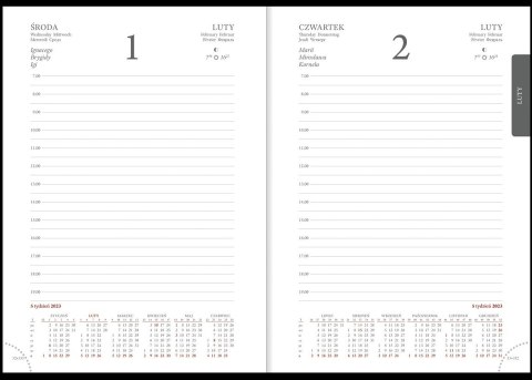 Kalendarz Vivella B6 Dzienny 216 B6DB czerwony 2025 WOKÓŁ NAS