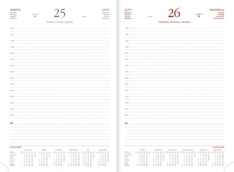Kalendarz A4 dzienny przeszywany MIX Nr kat. A4D001B-MIX (pomarańczowy-Malaga/Porto) WOKÓŁ NAS